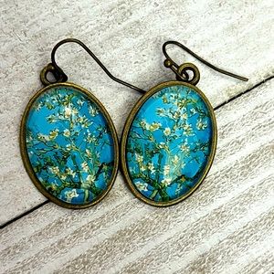 Van Gogh art earrings blue